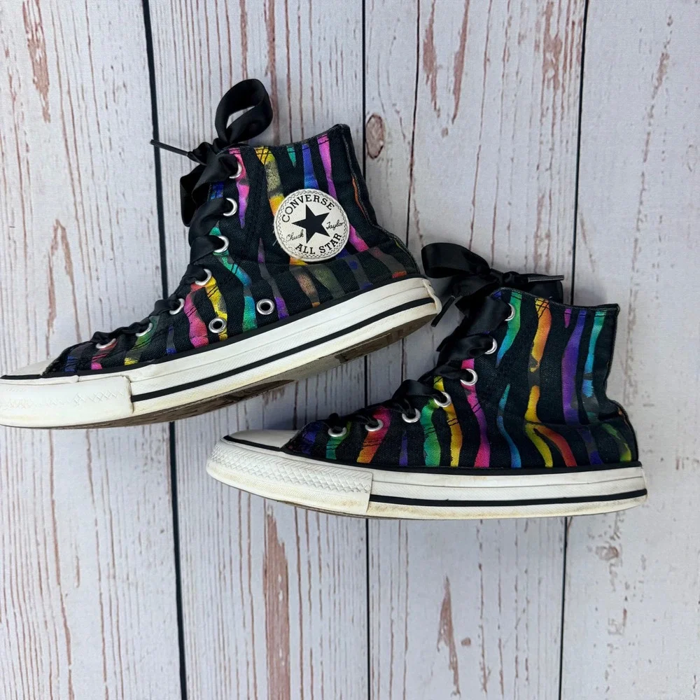 Converse Chuck Taylor All Star Rainbow Zebra Junior Shoes 667601F Size 2